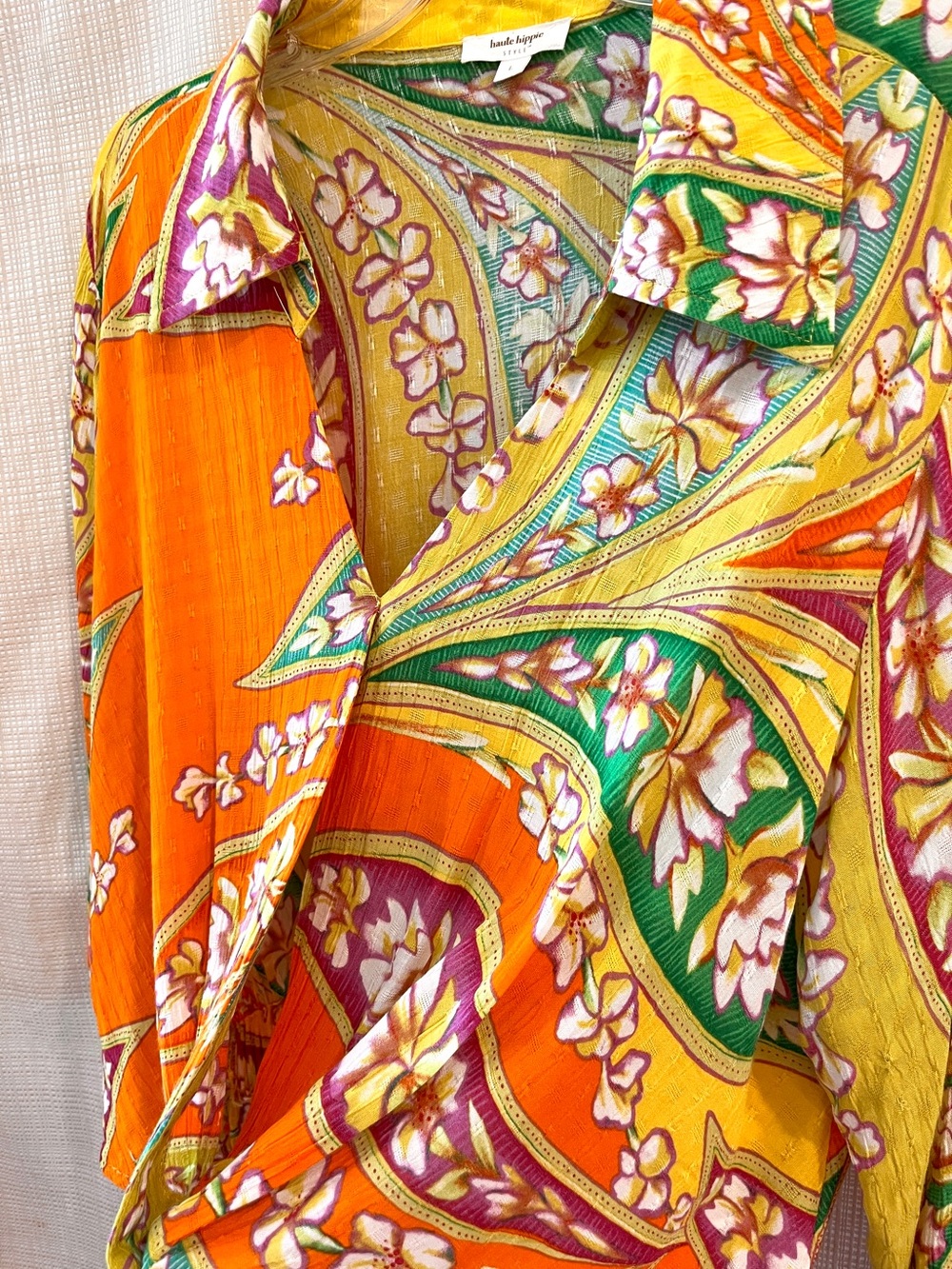 Haute Hippie Cropped Top Paisley Boho Vibrant Festival Playful - Picture 6 of 15